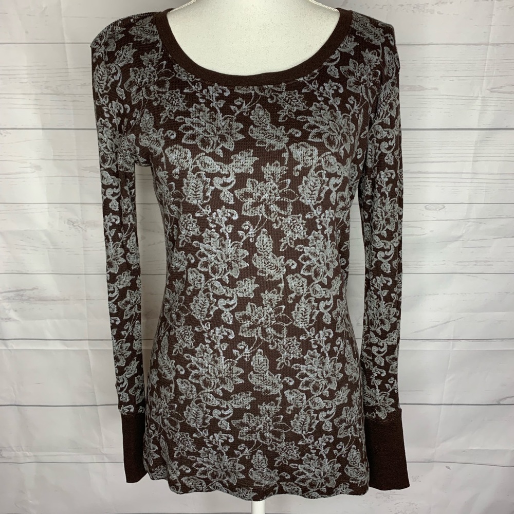 Peruvian Connection Brown/gray waffle knit medium